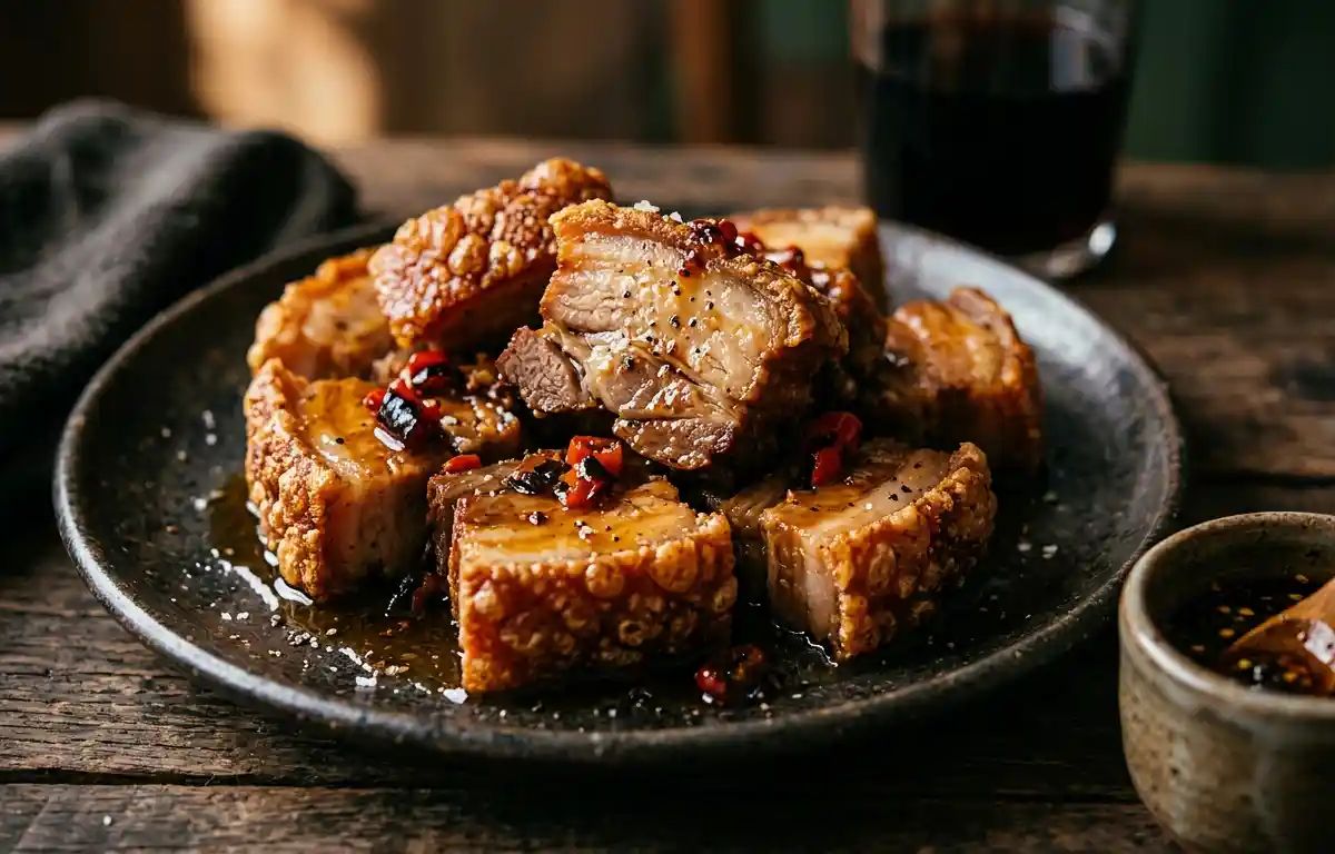 Torresmo com Batatas Fritas